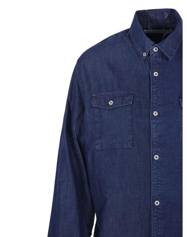 이엘브이데님 [해외직구] 25SS 이엘브이 데님 셔츠 2002203 DARKBLUE NAVY 착용컷