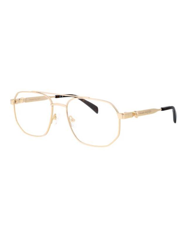 알렉산더맥퀸 [해외직구] 25SS 알렉산더 맥퀸 안경 AM0459O 002 GOLD TRANSPARENT 착용컷