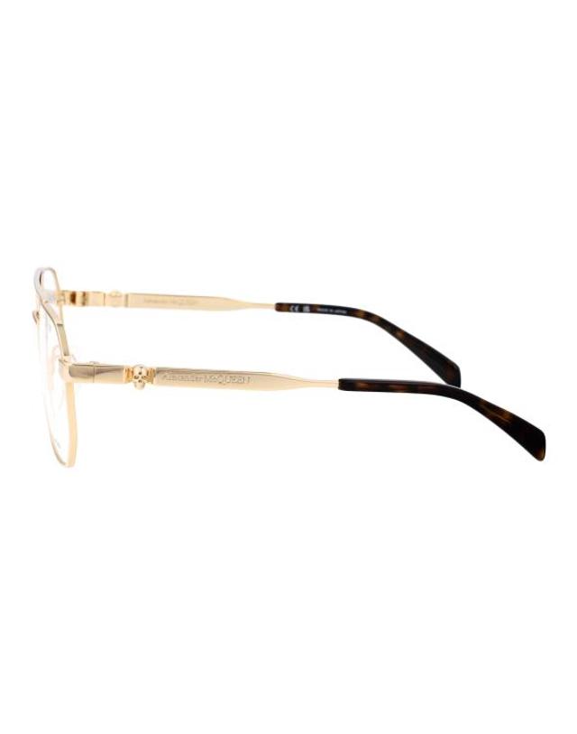 알렉산더맥퀸 [해외직구] 25SS 알렉산더 맥퀸 안경 AM0459O 002 GOLD TRANSPARENT 착용컷