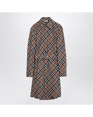 [해외직구] 24FW 버버리 체크 울 블렌드 셔츠 드레스 8095080158995 C1202 Beige