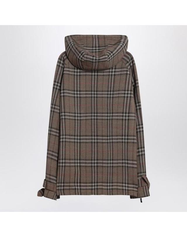 버버리 [해외직구] 25SS 버버리 체크 실크 블렌드 하프 집 자켓 8108324165277 Brown 착용컷