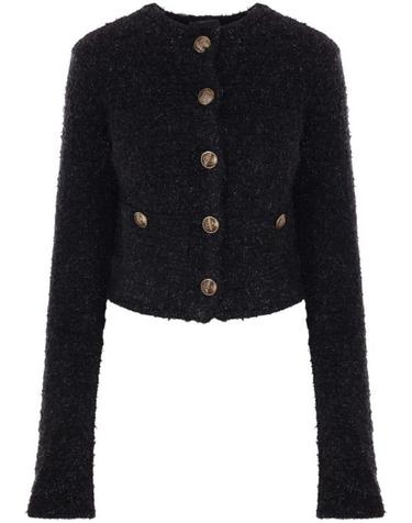 [해외직구] 24FW 발렌시아가 트위드 크롭 가디건 트위드 크롭  793604T3328 1000 BLACK