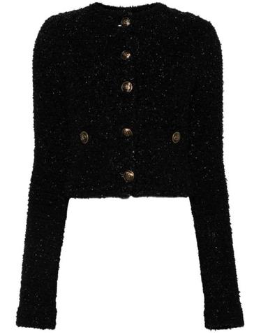 [해외직구] 25SS 발렌시아가 트위드 크롭 가디건 793604T33281000 BLACK
