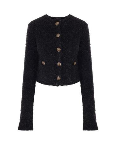 [해외직구] 24FW 발렌시아가 트위드 크롭 가디건 793604 T33281000 BLACK