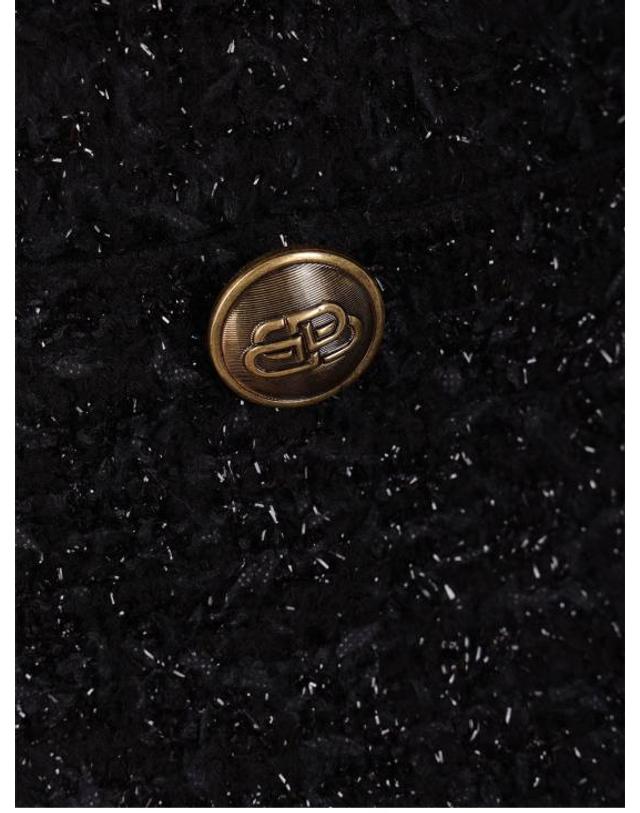 발렌시아가 [해외직구] 24FW 발렌시아가 트위드 크롭 가디건 793604 T33281000 BLACK 착용컷