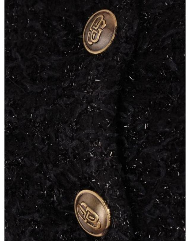발렌시아가 [해외직구] 24FW 발렌시아가 트위드 크롭 가디건 793604T3328 1000 Black 착용컷