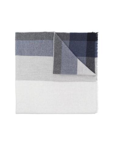 [해외직구] 26FW 브루넬로 쿠치넬리 울 캐시미어 트윌 체크 스카프 MSC666AG CD061 BLUE