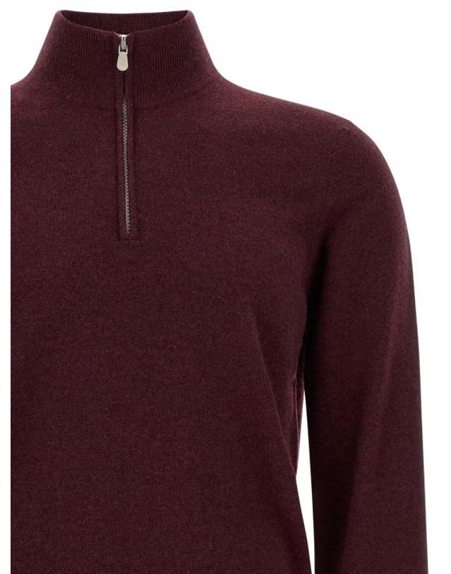 브루넬로 쿠치넬리 [해외직구] 26FW 브루넬로 쿠치넬리 집업 니트 BR337698BM BURGUNDY 착용컷