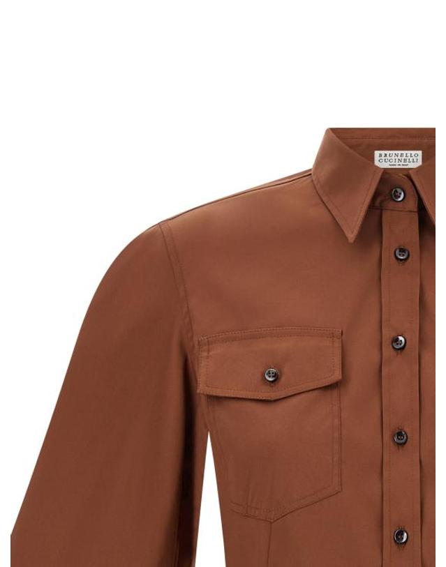 브루넬로 쿠치넬리 [해외직구] 26SS 브루넬로 쿠치넬리 블라우스 BR336667BM BROWN 착용컷