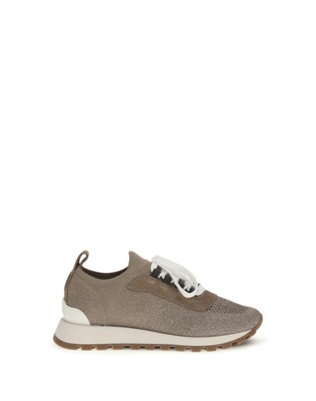 BRUNELLO CUCINELLI [해외] 26SS 브루넬로 쿠치넬리 스파클링 아일렛 스웨이드 스파클링 코튼 니트 러너 MZ35G2490 C9447 NUTSHELL