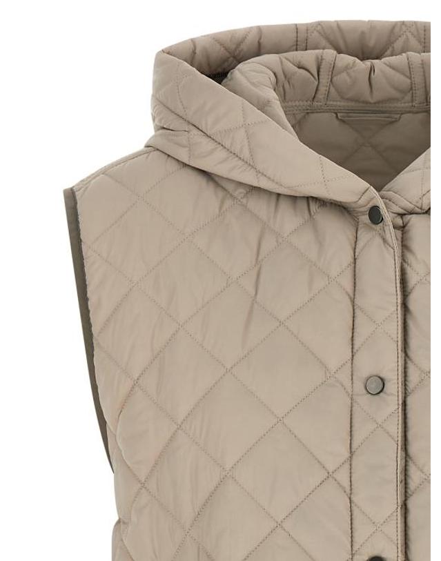 브루넬로 쿠치넬리 [해외직구] 26FW 브루넬로 쿠치넬리 Thermore® 매트 나일론 퀼팅 후드 웨이스트코트 MR4057999PC2613 Beige 착용컷