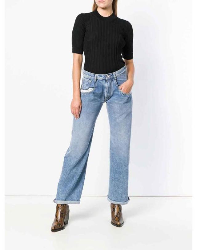 메종 마르지엘라 [해외직구] 26FW 마르지엘라 컨트래스티드 포켓 스트레이트 진 S51LA0052S30513470 Light Wash 착용컷