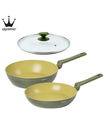알프레미오 아보카도 IH 프라이팬 28cm+ 궁중팬 28cm + 유리뚜껑(28cm)