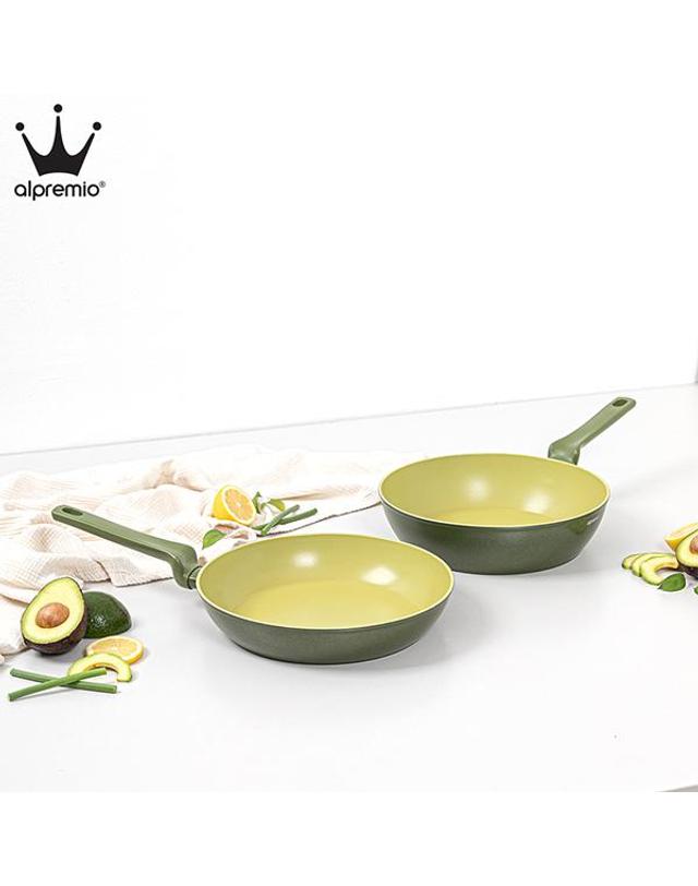 알프레미오 알프레미오 아보카도 IH 프라이팬 28cm+ 궁중팬 28cm + 유리뚜껑(28cm) 착용컷