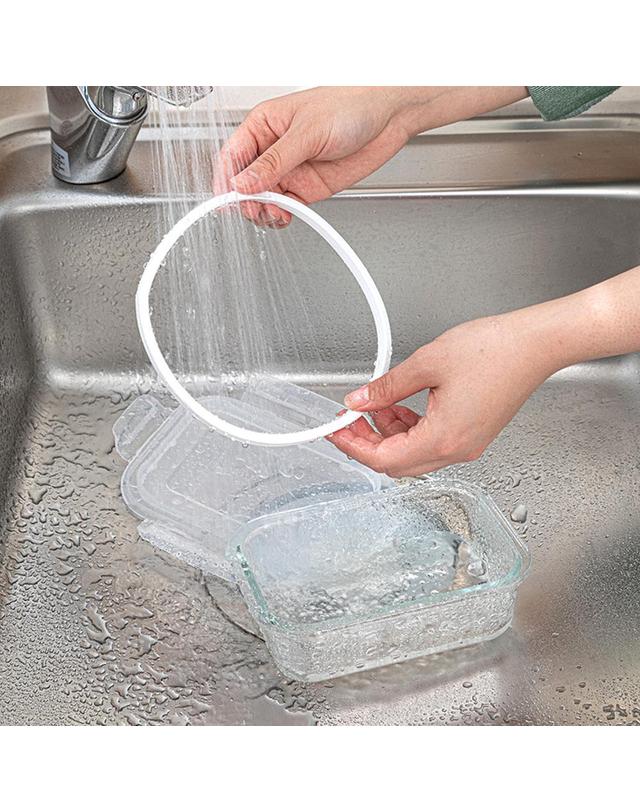 알프레미오 알프레미오 강화 유리 밀폐용기 직사각 5종(370ml 3개+630ml 2개) 착용컷