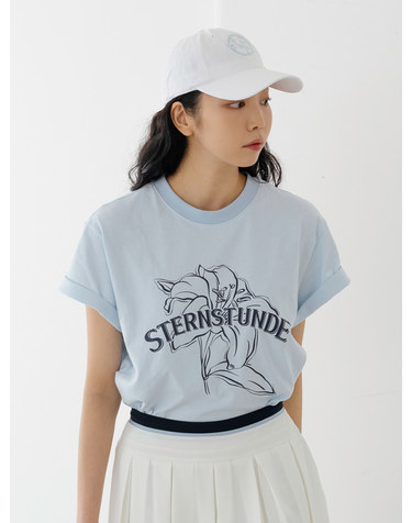 오가닉 실켓 프린팅 티셔츠 S/BL