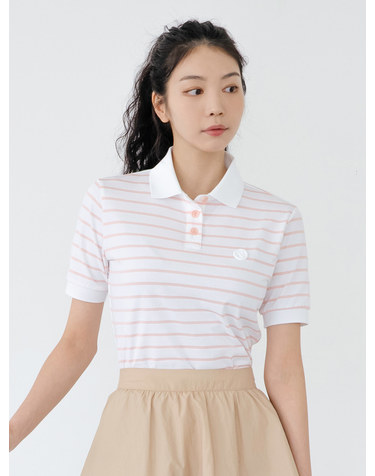 스트라이프 카라 티셔츠 S/PK