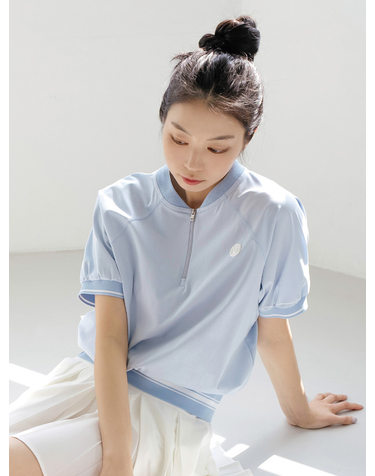 에센셜 집업 반팔 티셔츠 S/BL