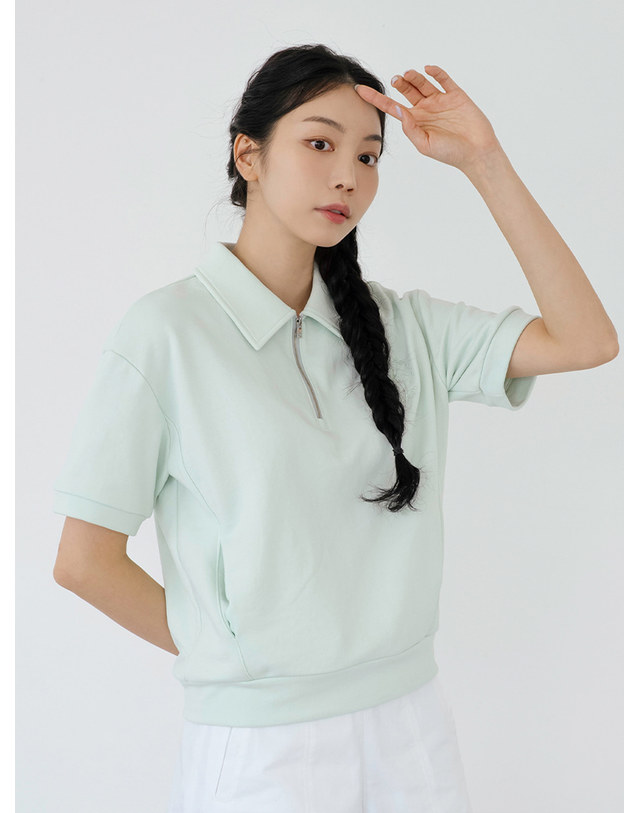 니티나 리싸이클 카라 집업 스웻셔츠 L/G 착용컷
