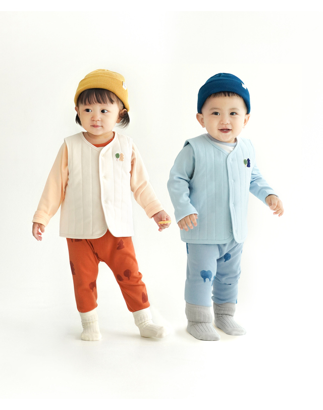 밤부베베 [밤부베베] 온마을 포근 조끼(리버시블)_숲속(12~36개월) 착용컷