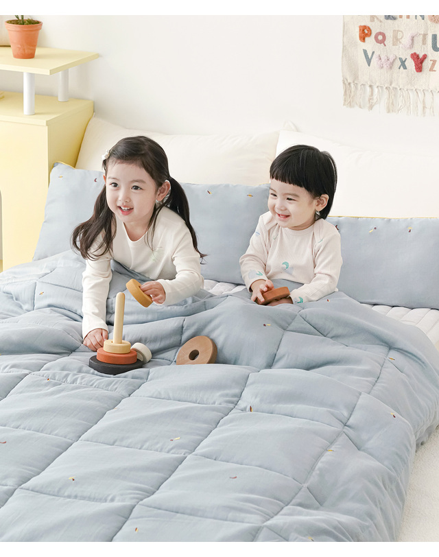 밤부베베 [밤부베베] 우주숲 거즈 차렵이불_SS(슈퍼싱글) 착용컷