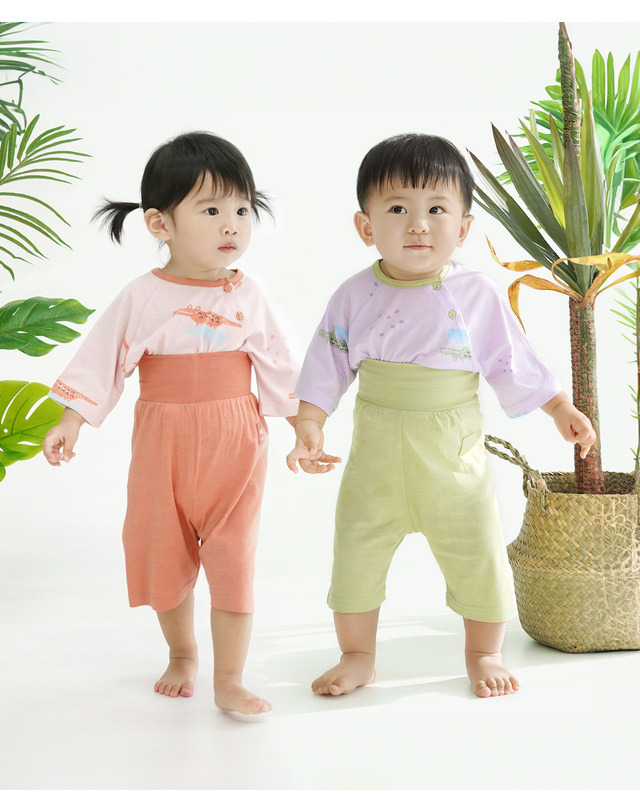 밤부베베 [밤부베베] 정글숲 7부 상하복(배앓이방지)_아거(6~36개월) 착용컷