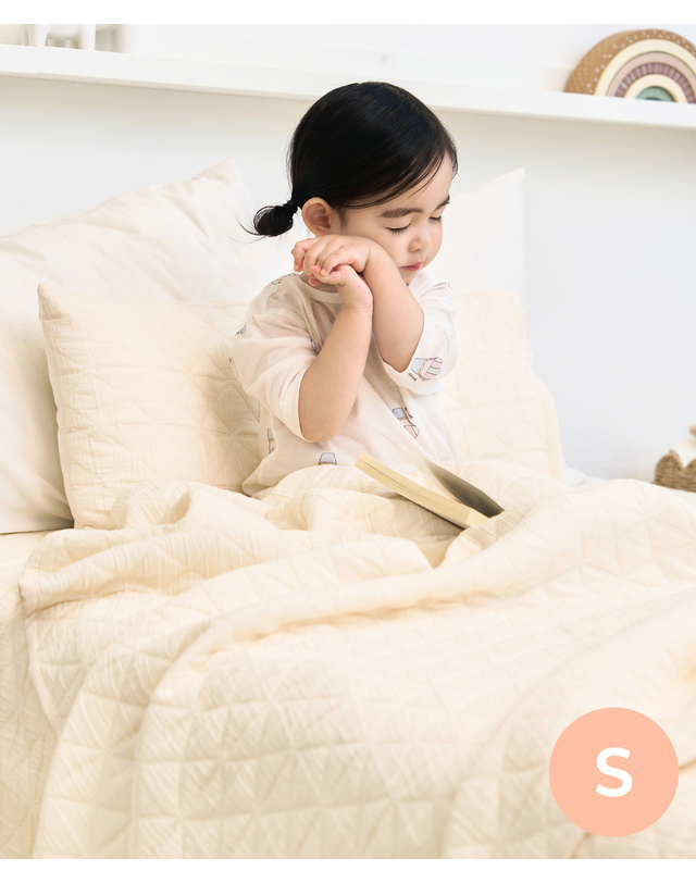 밤부베베 [밤부베베] 코지 거즈 누비 이불세트_S(싱글) [이불+베개커버] 착용컷
