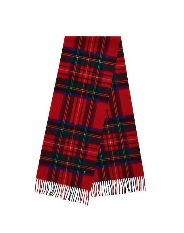 벨지 울 100 체크 머플러 [Scottish Red] 레드 착용컷