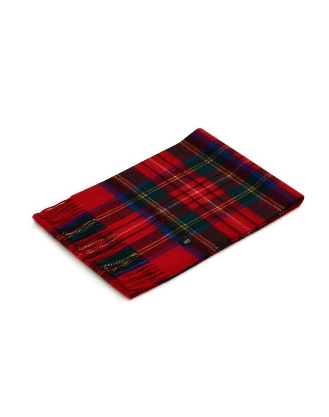 벨지 울 100 체크 머플러 [Scottish Red] 레드 착용컷