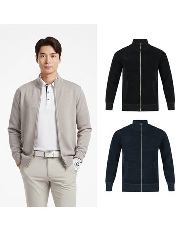 럭스골프 남성 하프넥 융기모 집업 니트 가디건 BLU25W701