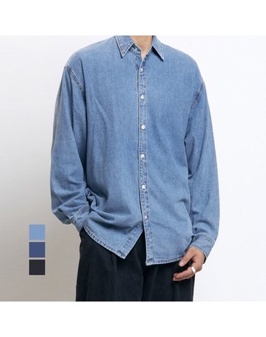 럭스골프 남녀공용 스트리트 릴렉스드 데님 긴팔 셔츠 SQ25A403
