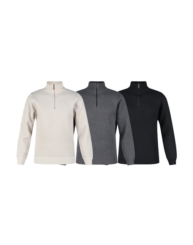 럭스 럭스골프 남성 하프넥 반집업 융기모 긴팔 니트 스웨터 NBE25W403 착용컷