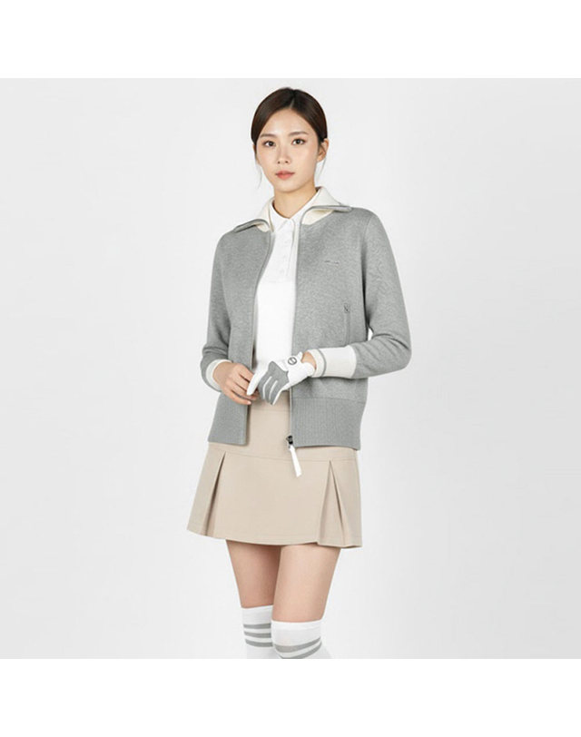 럭스 럭스골프 여성 투웨이 집업 배색 방풍 니트 자켓 LB25W820W 착용컷