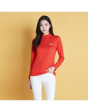 럭스골프 여성 하프넥 반집업 약기모 긴팔 티셔츠 LX20TSFW_RD