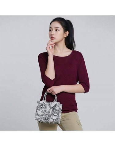 럭스골프 여성 클래식 라운드넥 반팔 니트 셔츠 LX21SNT4W_BUR