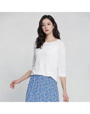 럭스골프 여성 클래식 라운드넥 반팔 니트 셔츠 LX21SNT4W_IV