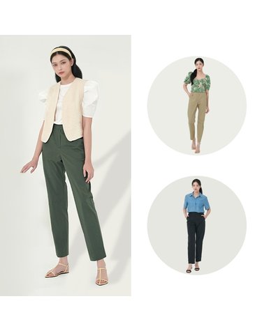 럭스골프 여성 코튼 믹스 에센셜 밴딩 팬츠 LX612W