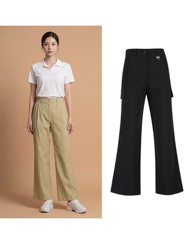 럭스골프 여성 스포티 백밴딩 와이드 팬츠 YD6M222W