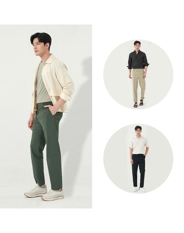 럭스골프 남성 코튼 믹스 에센셜 밴딩 팬츠 LX611M