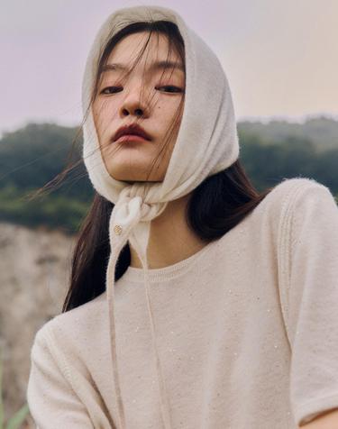 FW 캐시미어 100 스트링 배색 미니 머플러