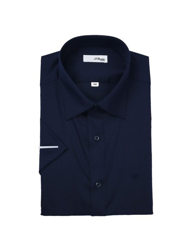 에스티듀퐁 듀퐁셔츠_ [갤러리아] [듀퐁]26년 S/S(일반핏) 네이비 반팔셔츠 , SE6MM12LS703SNY A 착용컷