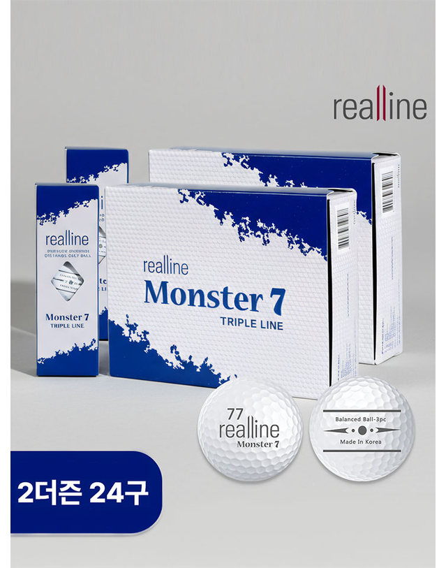 리얼라인 리얼라인 몬스터7 시그니처 트리플라인 3PC 밸런스 골프공 2더즌 24구 착용컷