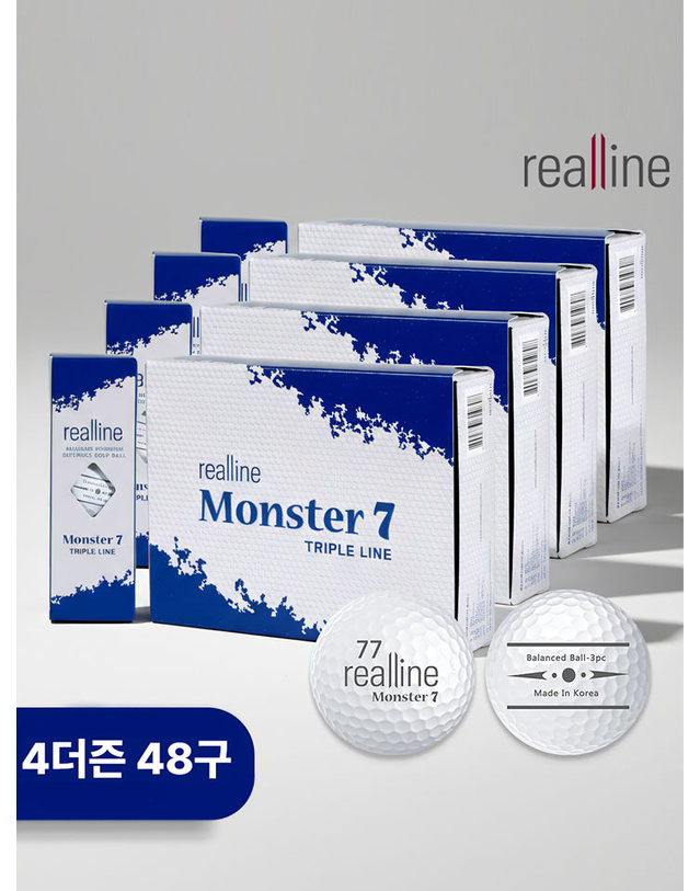 리얼라인 리얼라인 몬스터7 시그니처 트리플라인 3PC 밸런스 골프공 4더즌 48구 착용컷