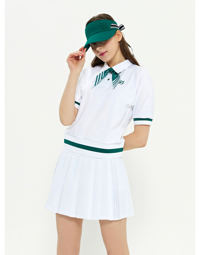 듀빅 듀빅 여성 가오리 브루종 카라 반팔티셔츠 DD2WTS105 착용컷