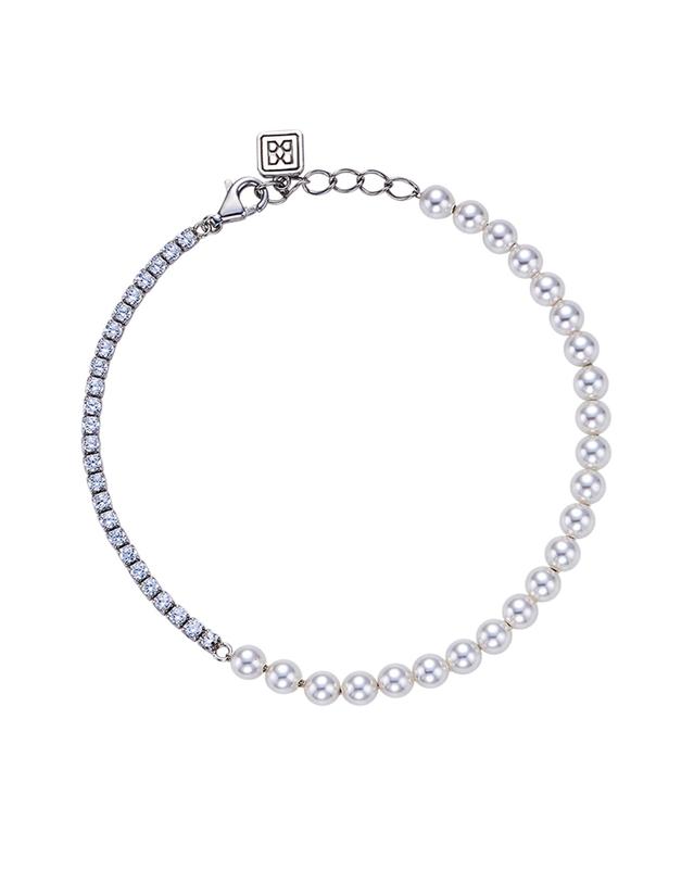 비긴스 [비긴스] 실버925 진주 비비 테니스 팔찌 착용컷