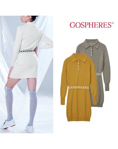 고스피어 GOSPHERES WOMAN WAIST LOGO COLLAR KNIT DRESS PW2WND43
