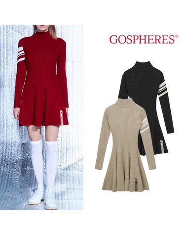 고스피어 GOSPHERES WOMAN SIDE LOGO FLARE KNIT DRESS PW2WND44