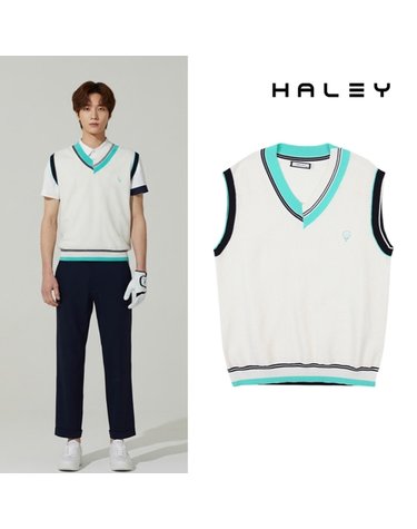 헤일리골프 남성 컬러 배색 니트 베스트 조끼 HSATT2004