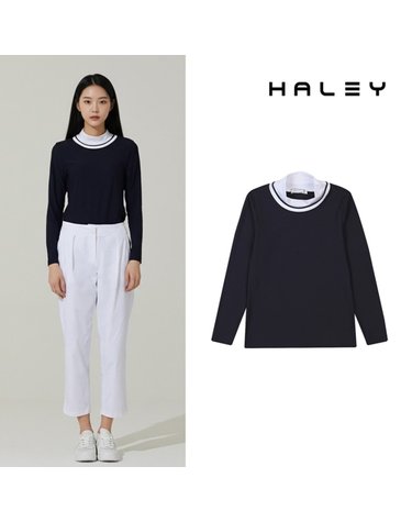 헤일리골프 여성 라운드 레이어드 하프넥 긴팔 티셔츠 HSAKT1001