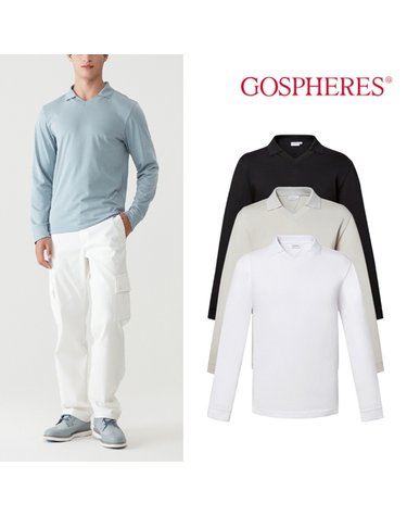 고스피어 GOSPHERES MAN STRIPE RIB V-NECK POLO T-SHIRT PM3FPK27